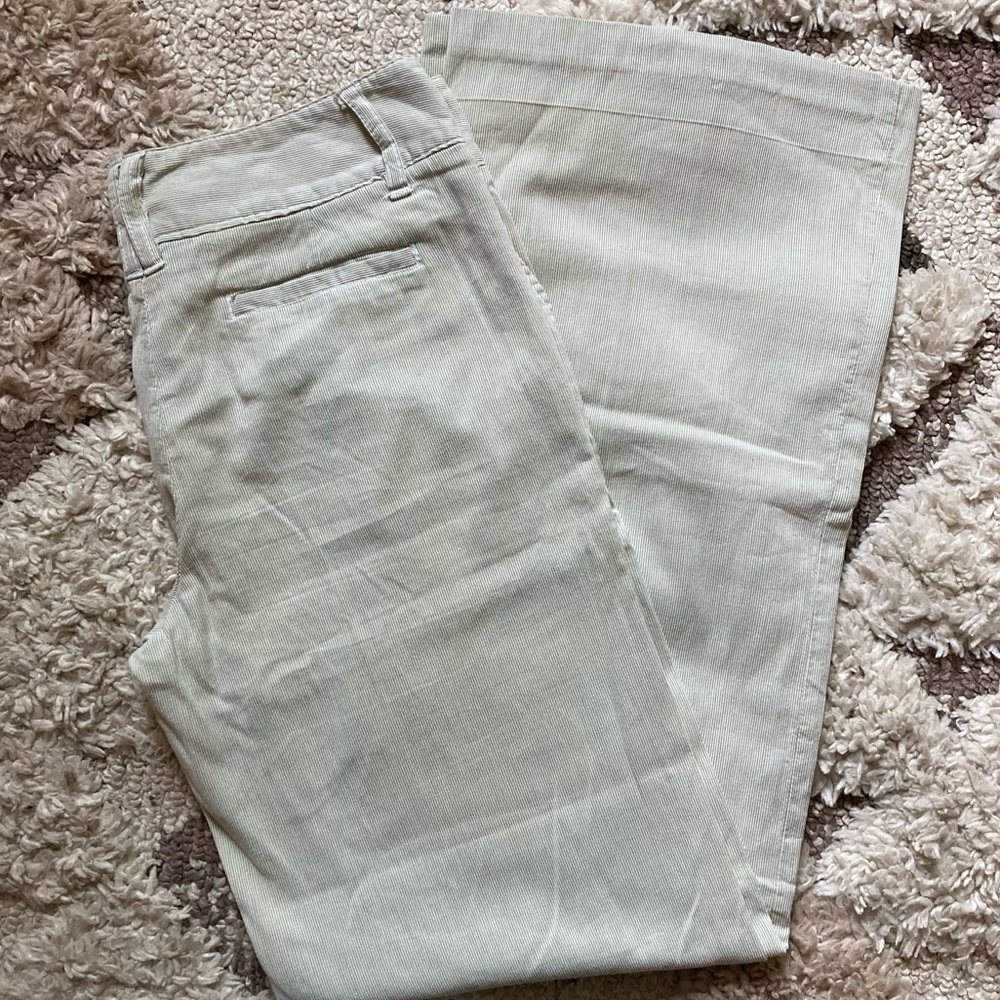 Grace Elements Y2K | Wide Leg Cotton Pants | Light Blue-White Pinstripe | Size 6